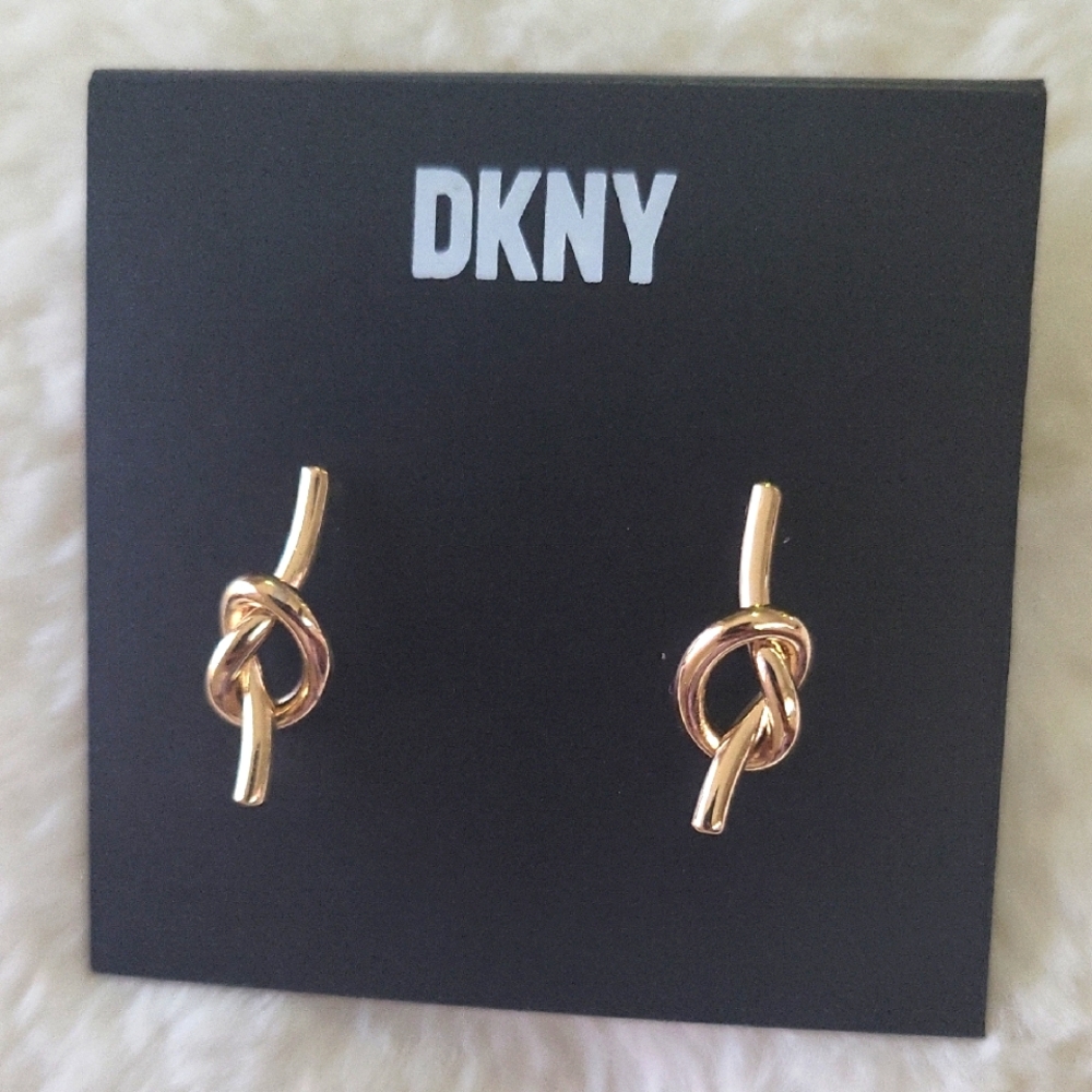 DKNY Gold Minimalist Knot Earrings